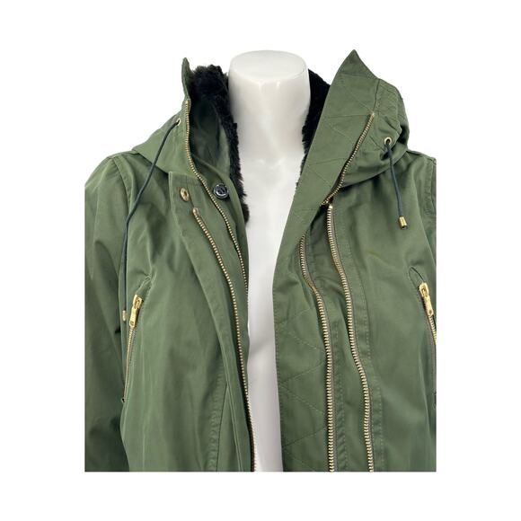 Joie Jacket Womens XS Green Golden Gavi Anorak Coat Shell Faux Fur Vest Gorpcore - Picture 4 of 14